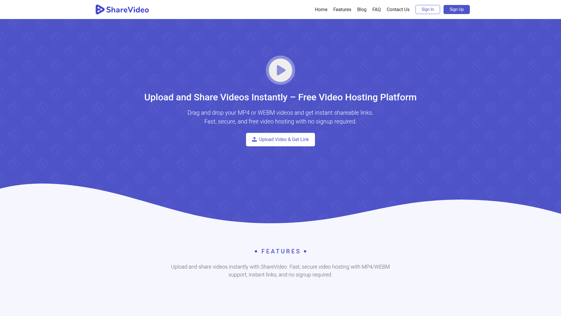 ShareVideo website screenshot